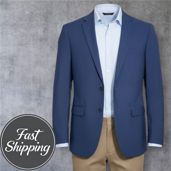 BANANA REPUBLIC Men’s 40L Slim Fit Blue Blazer Sport Coat Two Button Jacket